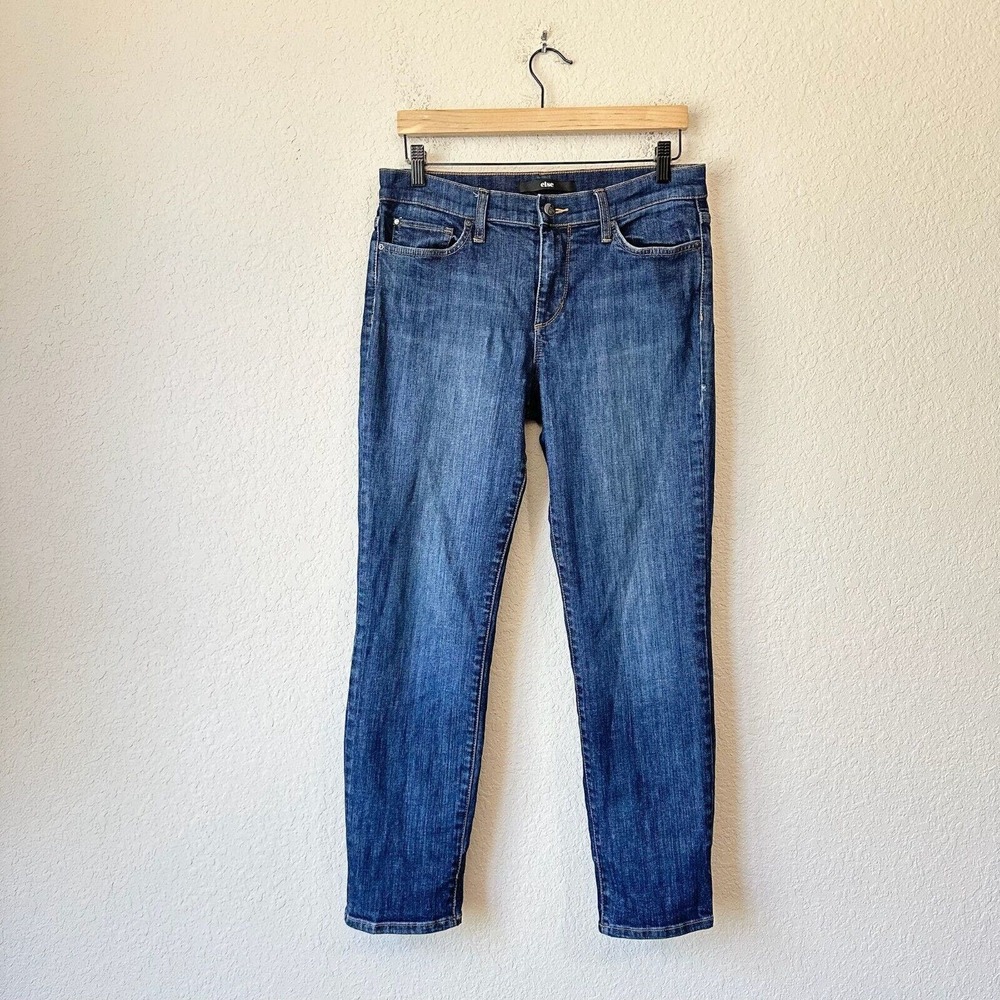 ELSE Mid-Rise Cropped Skinny Jeans in Blue